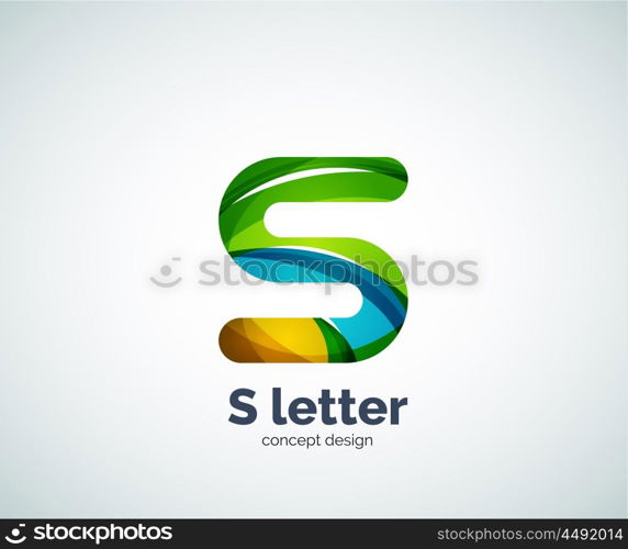 Vector S letter business logo, modern abstract geometric elegant design. Created with waves