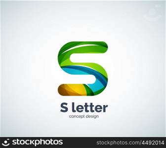Vector S letter business logo, modern abstract geometric elegant design. Created with waves