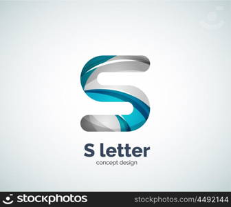 Vector S letter business logo, modern abstract geometric elegant design. Created with waves