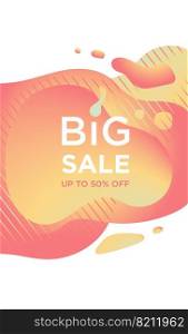 Vector sale discount promotion banner or poster in modern fluid style. Template design for Big season sale. Up to 50 percent off and special offer. 