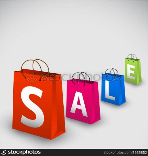 Vector sale poster made from colorful paper shopping bags