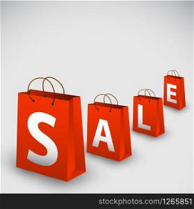Vector sale poster made from red paper shopping bags