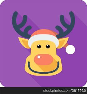 Vector Santa&rsquo;s reindeer Face icon flat design