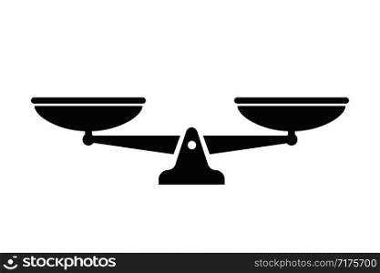Vector scale isolated icon. Symbol of justice weight balance. Vector sign of law judgment punishment statue. EPS 10. Vector scale isolated icon. Symbol of justice weight balance. Vector sign of law judgment punishment statue.
