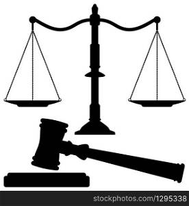 vector scales of justice and gavel