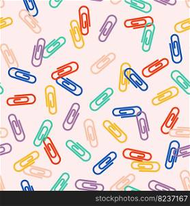 Vector Scattered Multi Colors Paper Clips Seamless Surface Pattern for Products or Wrapping Paper Prints.