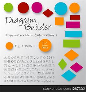 Vector schema diagram builder set - diy any diagram you need (light version with white background)