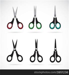 Vector scissors icon set on white background