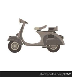 Vector scooter flat icon delivery illustration. Bike side view isolated. Cartoon city classic concept cycle delivery design electric fast freedom.Hipster motorbike old retro sport speed street vintage