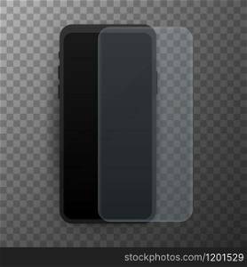 Vector screen protector film or glass cover. Screen protect Glass. Realistic smartphone vector stock illustration. Vector screen protector film or glass cover. Screen protect Glass. Realistic smartphone vector stock illustration.