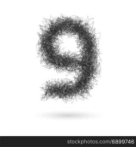 Vector scribble numbers. Numbers made of different chaotic lines. Vector illustration.