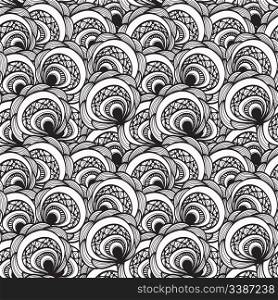 vector seamless abstract floral monochrome pattern, 4 clipping masks