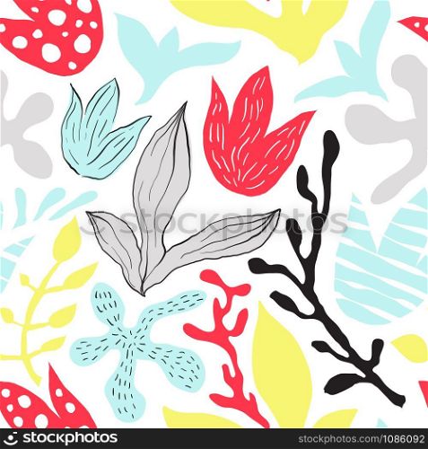Vector Seamless Abstract Floral Pattern. Bright exotic summer background