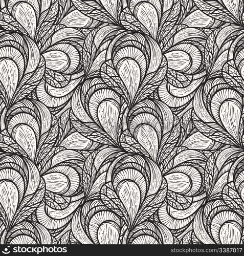 vector seamless abstract floral pattern, monochrome, 4 clipping masks