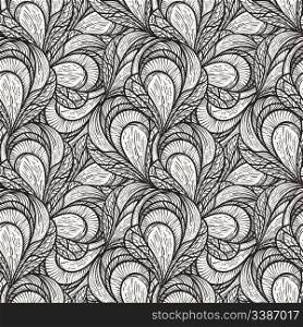vector seamless abstract floral pattern, monochrome, 4 clipping masks