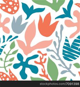 Vector Seamless Abstract Floral Pattern. Scandinavian Style. Bright Summer Design