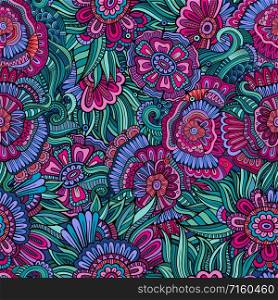 Vector seamless abstract flowers pattern. Endless background.
