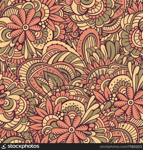Vector seamless abstract flowers pattern. Endless background. Vector seamless abstract flowers pattern