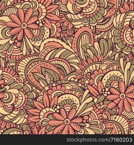 Vector seamless abstract flowers pattern. Endless background. Vector seamless abstract flowers pattern