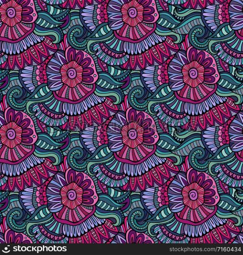 Vector seamless abstract flowers pattern. Endless background.. Vector seamless abstract flowers pattern