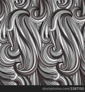 vector seamless abstract monochrome pattern, looks like hair, water or threads, clipping masks