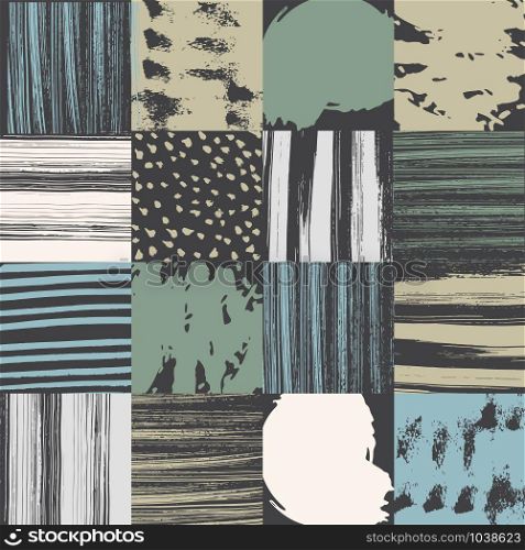 Vector Seamless Abstract Pattern. Grungy Hand Drawn Collage.