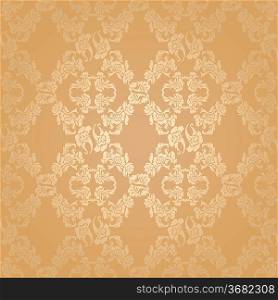 Vector seamless background flowers, floral gold