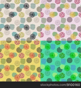 vector seamless background pattern with abstract geometric elements. seamless texture design with circles, thin lines and dots. modern pattern for fabric textile