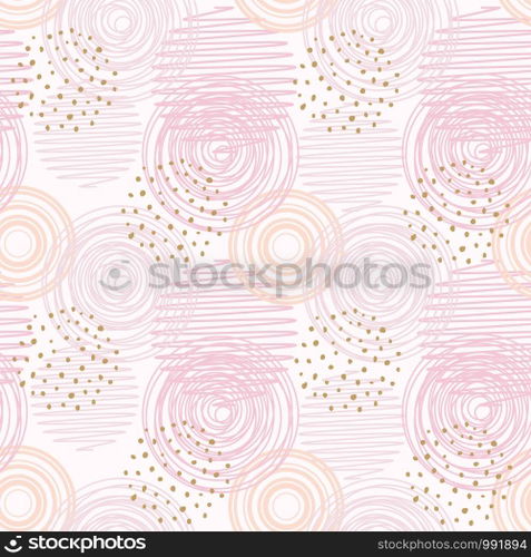 vector seamless background pattern with abstract geometric elements. seamless texture design with circles, thin lines and dots. modern pattern for fabric textile