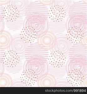 vector seamless background pattern with abstract geometric elements. seamless texture design with circles, thin lines and dots. modern pattern for fabric textile
