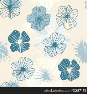 vector seamless background with abstract flowers and blots, clipping mask, eps8