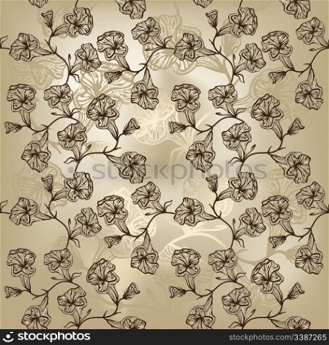 vector seamless background with abstract flowers, gradient, mesh, clipping mask