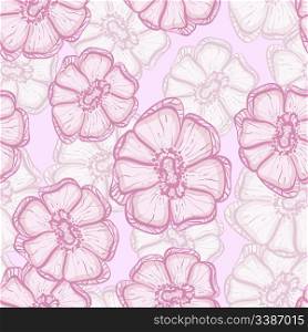 vector seamless background with abstract sakura flowers, clipping masks