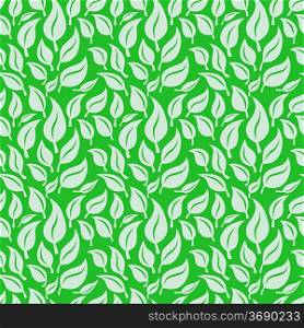 Vector seamless background with green leaves - abstract green pattern