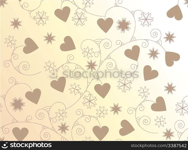vector seamless background with hearts and floral ornament.clipping mask