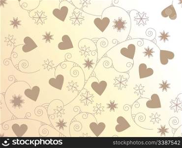 vector seamless background with hearts and floral ornament.clipping mask