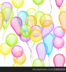 Vector Seamless Background with multicolored balloons on white