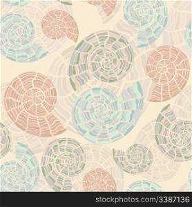 vector seamless background with sea shells, clipping mask