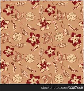 vector seamless background with vintage flowers. clipping mask