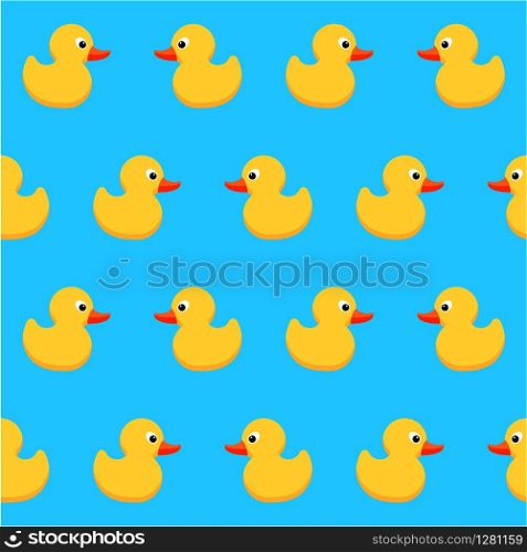 vector seamless background with yellow rubber duck toy. seamless pattern with cute duck cartoon illustration