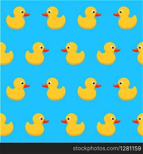 vector seamless background with yellow rubber duck toy. seamless pattern with cute duck cartoon illustration