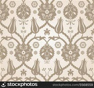 Vector seamless beige reflection floral pattern background