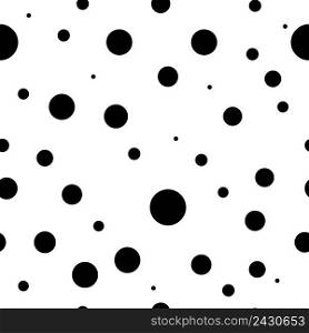 Vector seamless black and white circle background craters of the moon. Abstract geometric pattern. For print, wrapping paper, wallpaper, textile, fabric Irregular shapes. Trendy print. Swatch. Modern stylish dot texture.