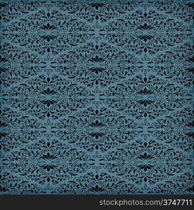 Vector seamless blue floral pattern, transparency effects and gradient mesh applied, seamless pattern in swatch menu