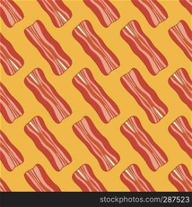 vector seamless breakfast pattern with bacon slices. flat design of ham bacon slice in seamless background