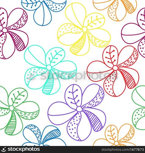 Vector seamless color flower pattern for simple backgrounds and textures, fabric, packaging and wrappers, for theme design