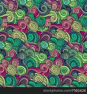 Vector seamless colored abstract pattern with waves and curls. abstract pattern waves and curls