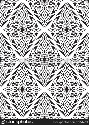 Vector Seamless Ethic Pattern. Original tribal Background. Black and White