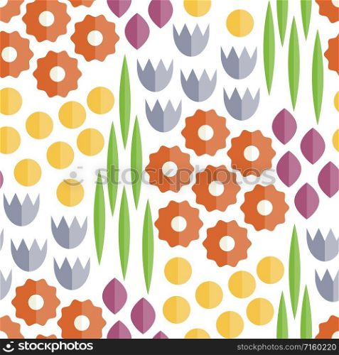 Vector Seamless Flat Pattern with Spring Flowers
