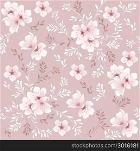 vector seamless floral background with cherry blossom pattern